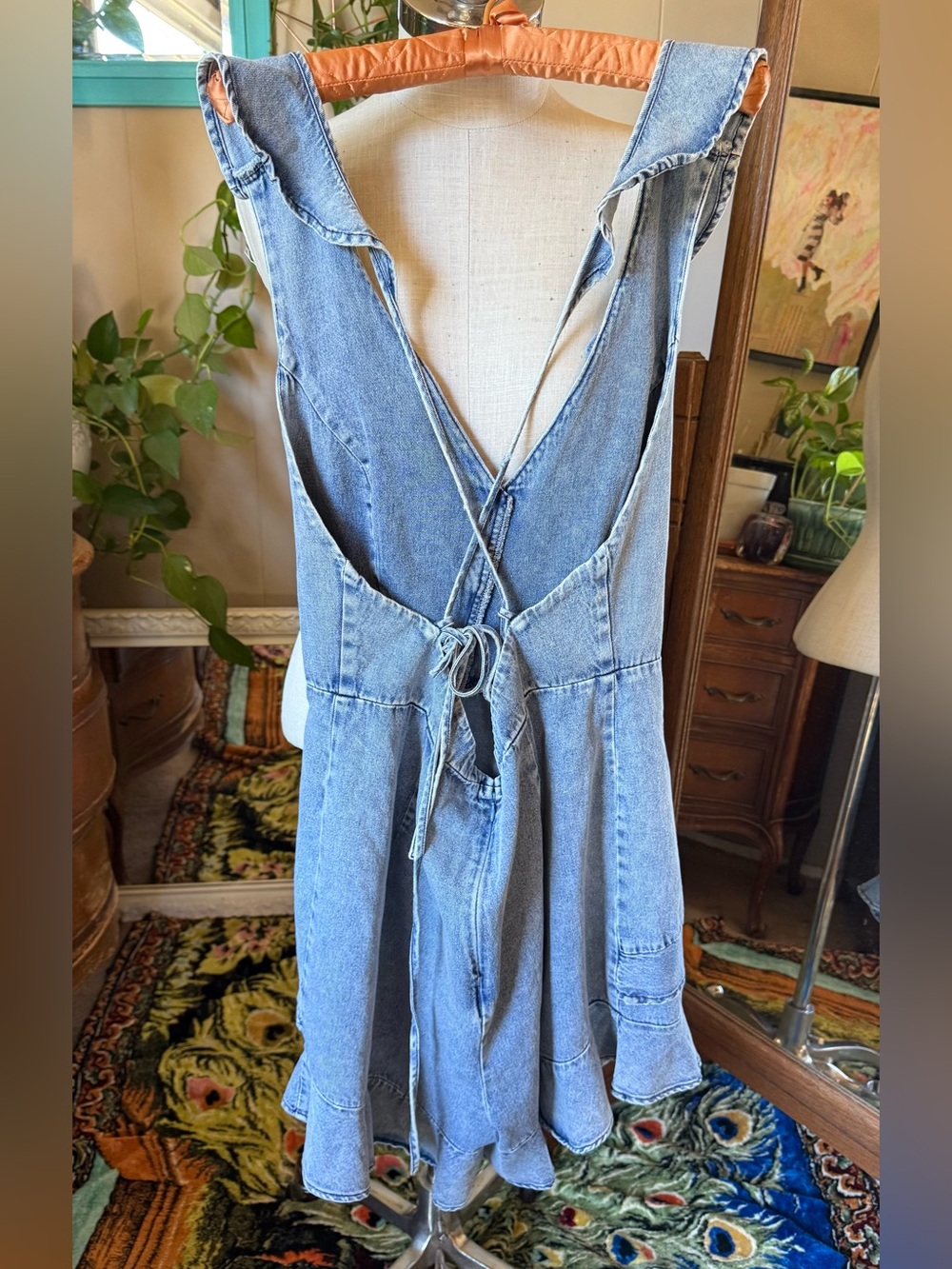 BiBi Light Wash Denim Ruffle Romper - Picture 6 of 9